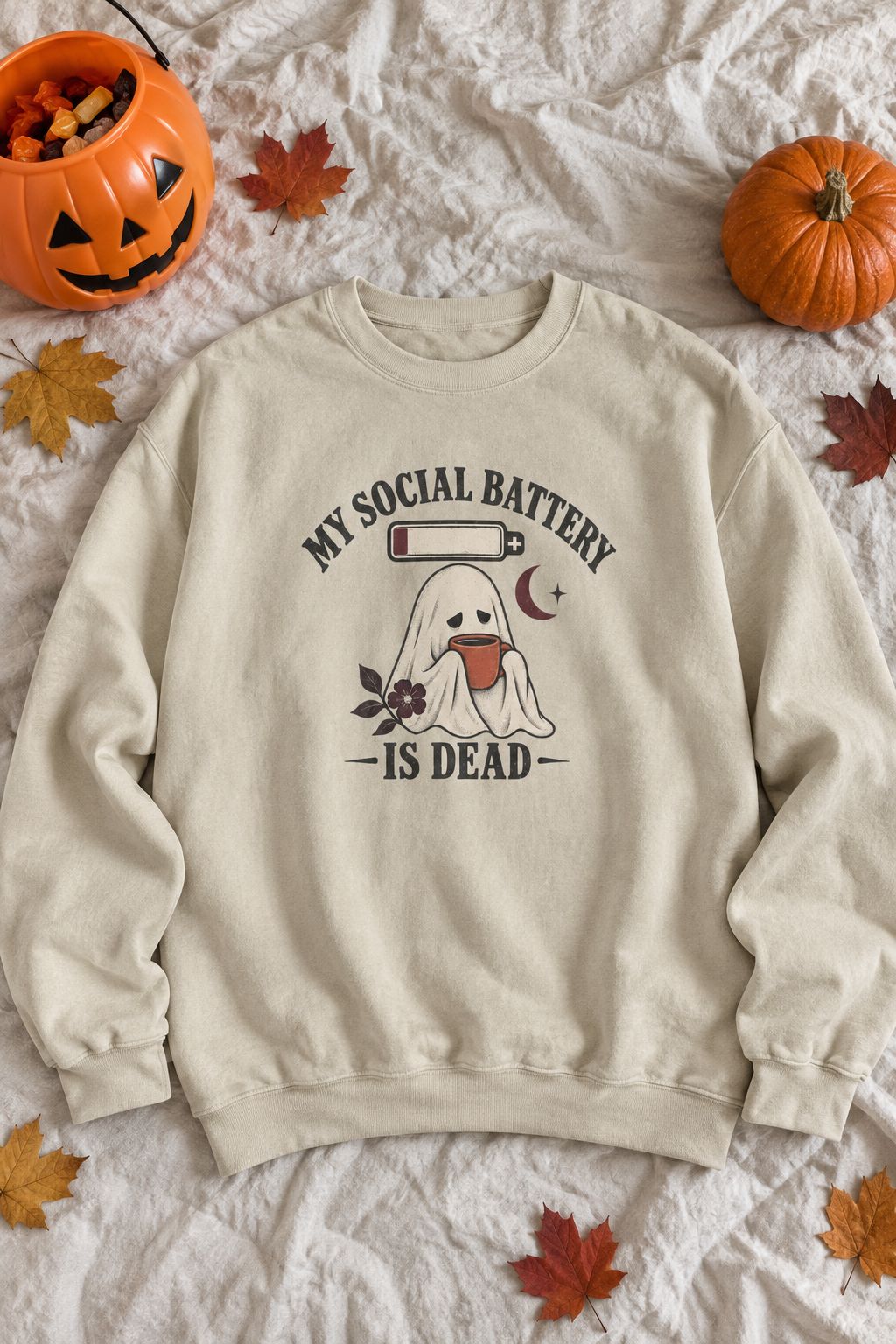 My Social Battery Is Dead Ghost Sweatshirt lifestyle photo