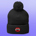 Vampire Fangs Pom-Pom Beanie – Black