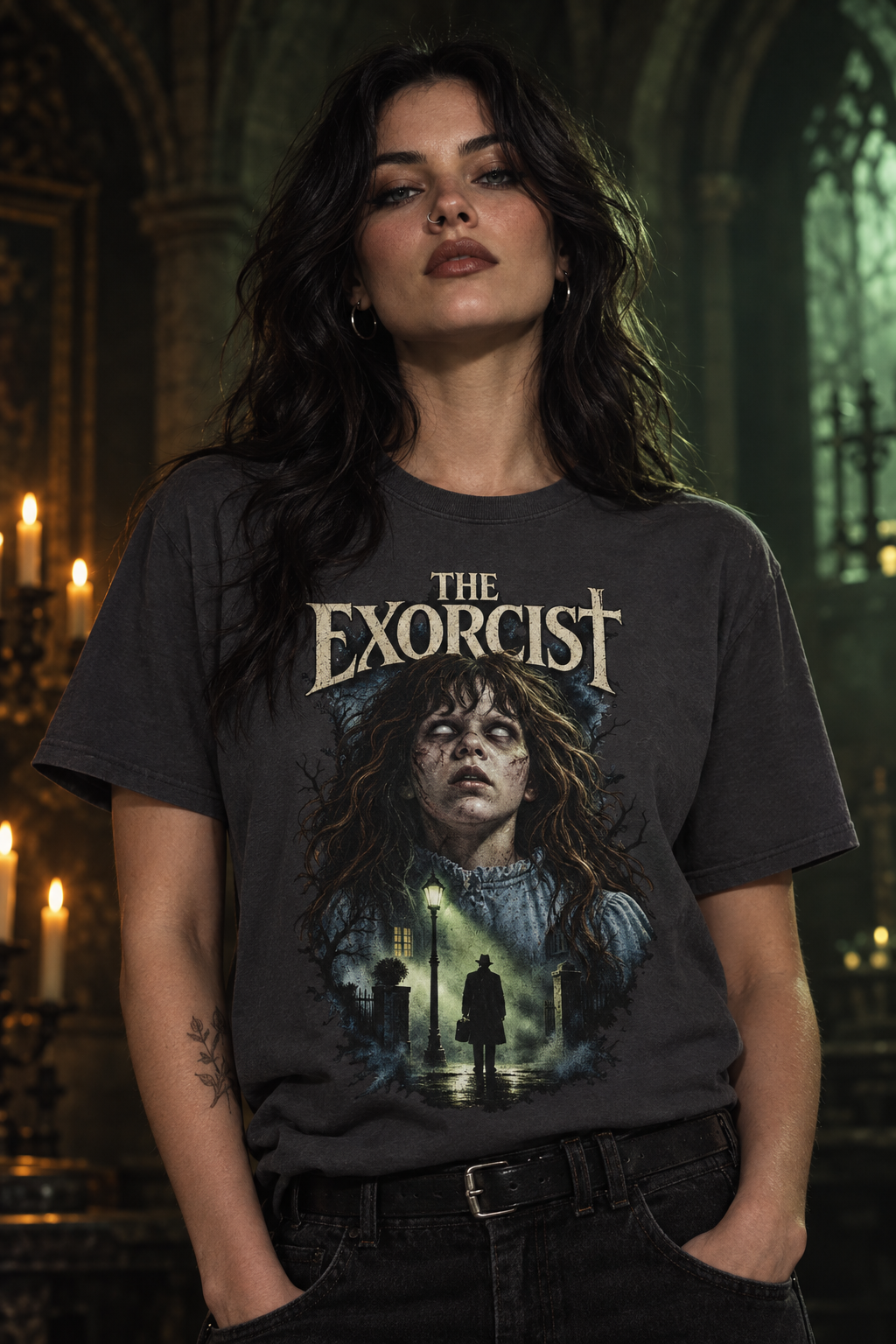 The Exorcist Graphic Tee in Charcoal, alternate view