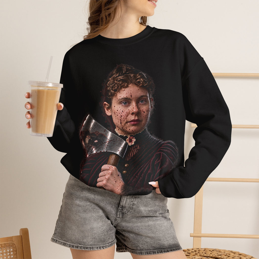Axe-Wielding Lizzie Borden Crewneck Sweatshirt Printify