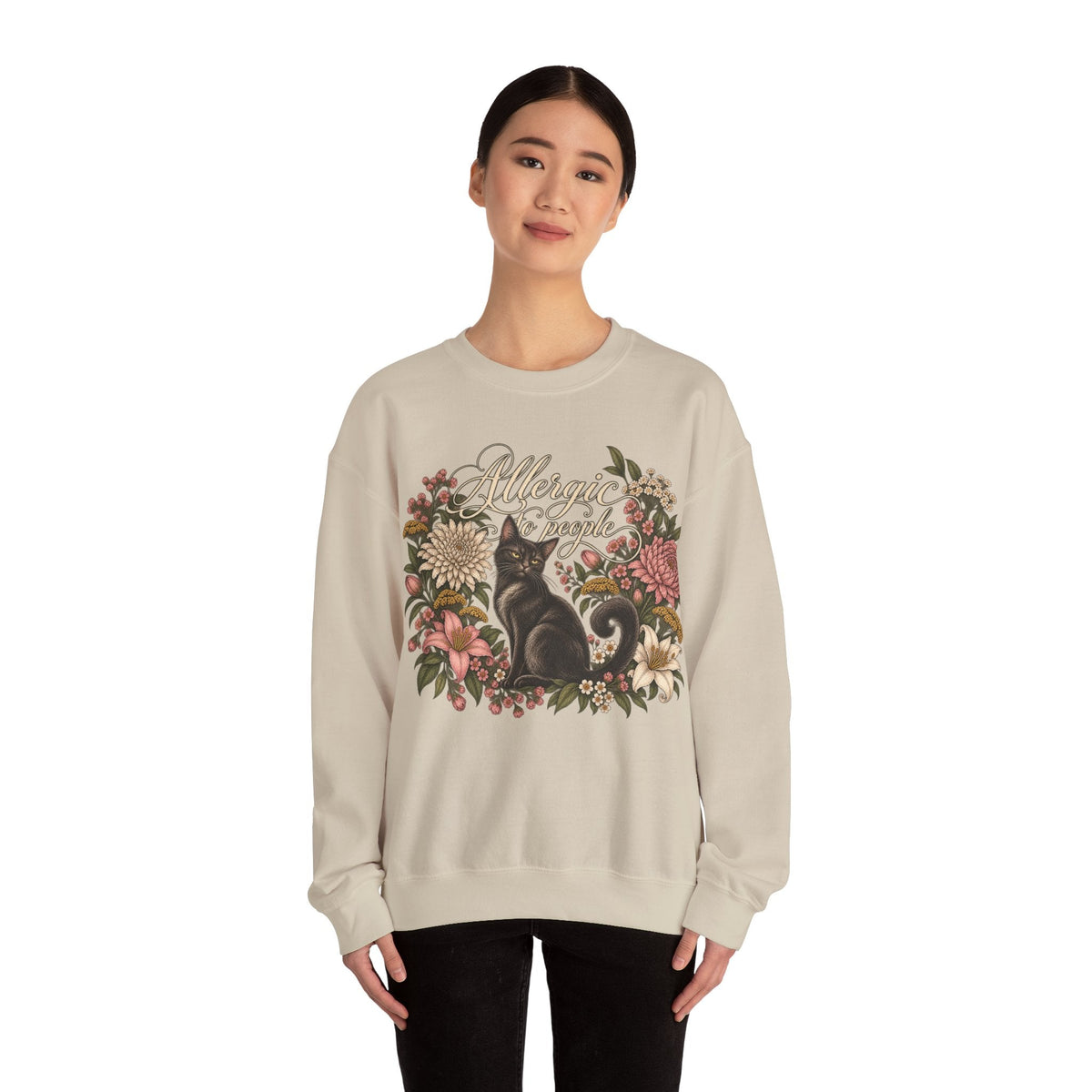 Allergic to People Cat Sweatshirt Printify