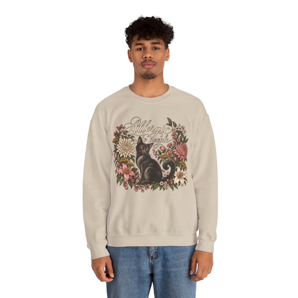 Allergic to People Cat Sweatshirt Printify