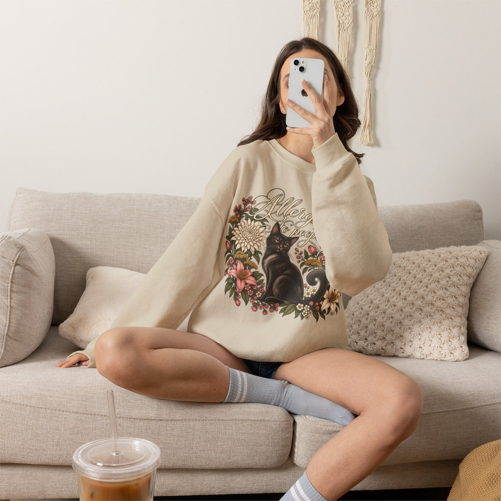 Allergic to People Cat Sweatshirt Printify