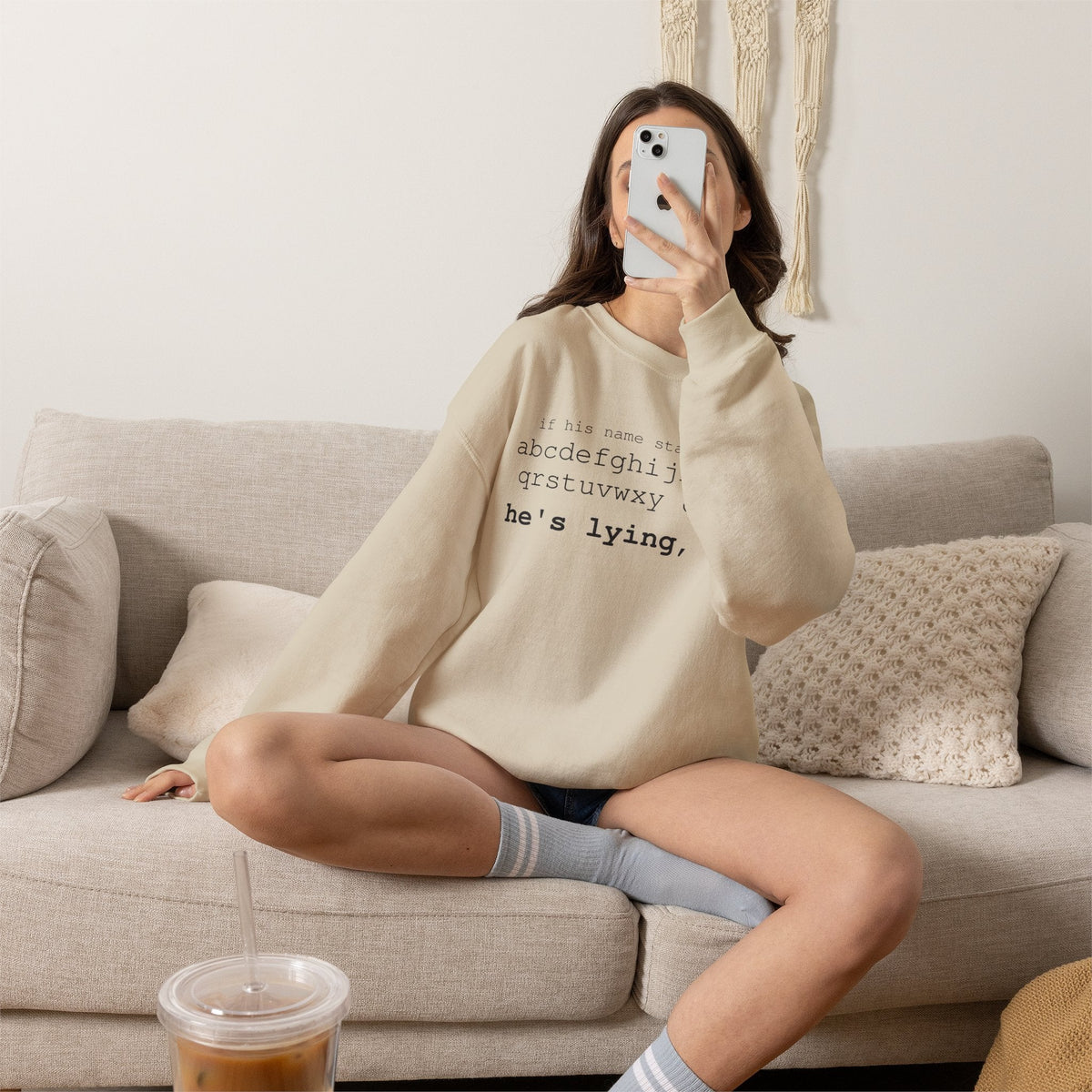 He's Lying, Sis Sweatshirt | Typographic alphabet humor tee Printify