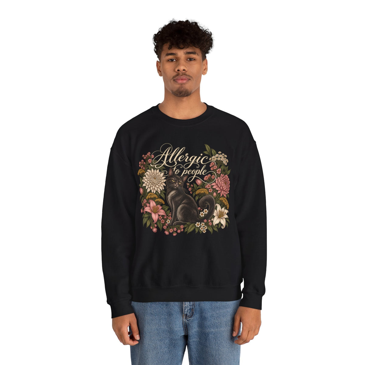 Allergic to People Cat Sweatshirt Printify