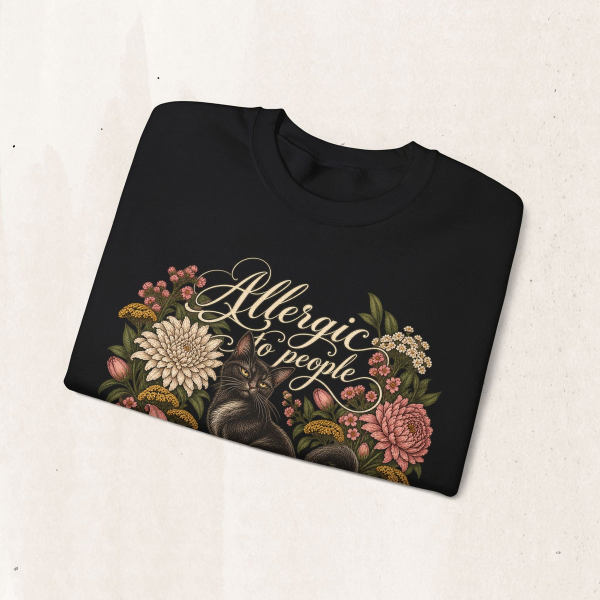 Allergic to People Cat Sweatshirt Printify