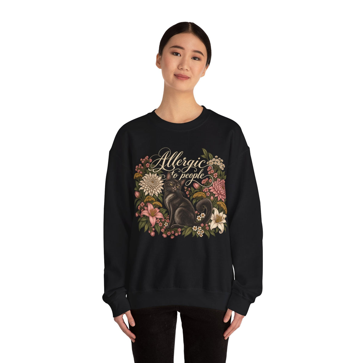 Allergic to People Cat Sweatshirt Printify
