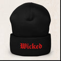 Wicked Embroidered Cuffed Beanie – Gothic Signature Beanie – Black