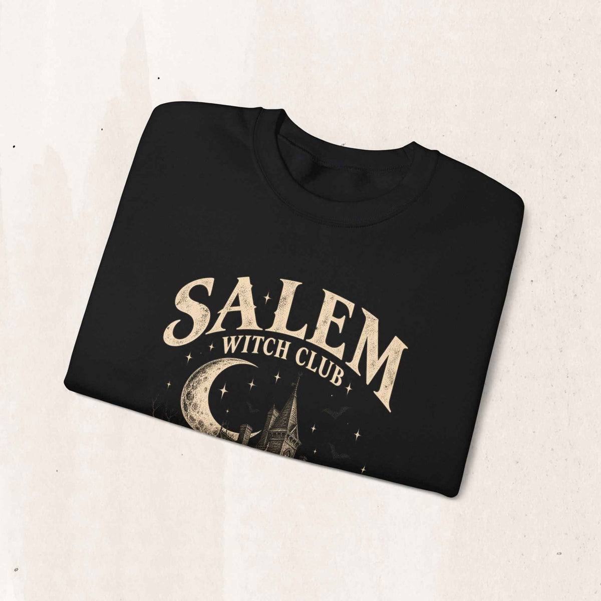 Salem Witch Club Haunted House Crewneck Sweatshirt in Dark Heather, alternate view