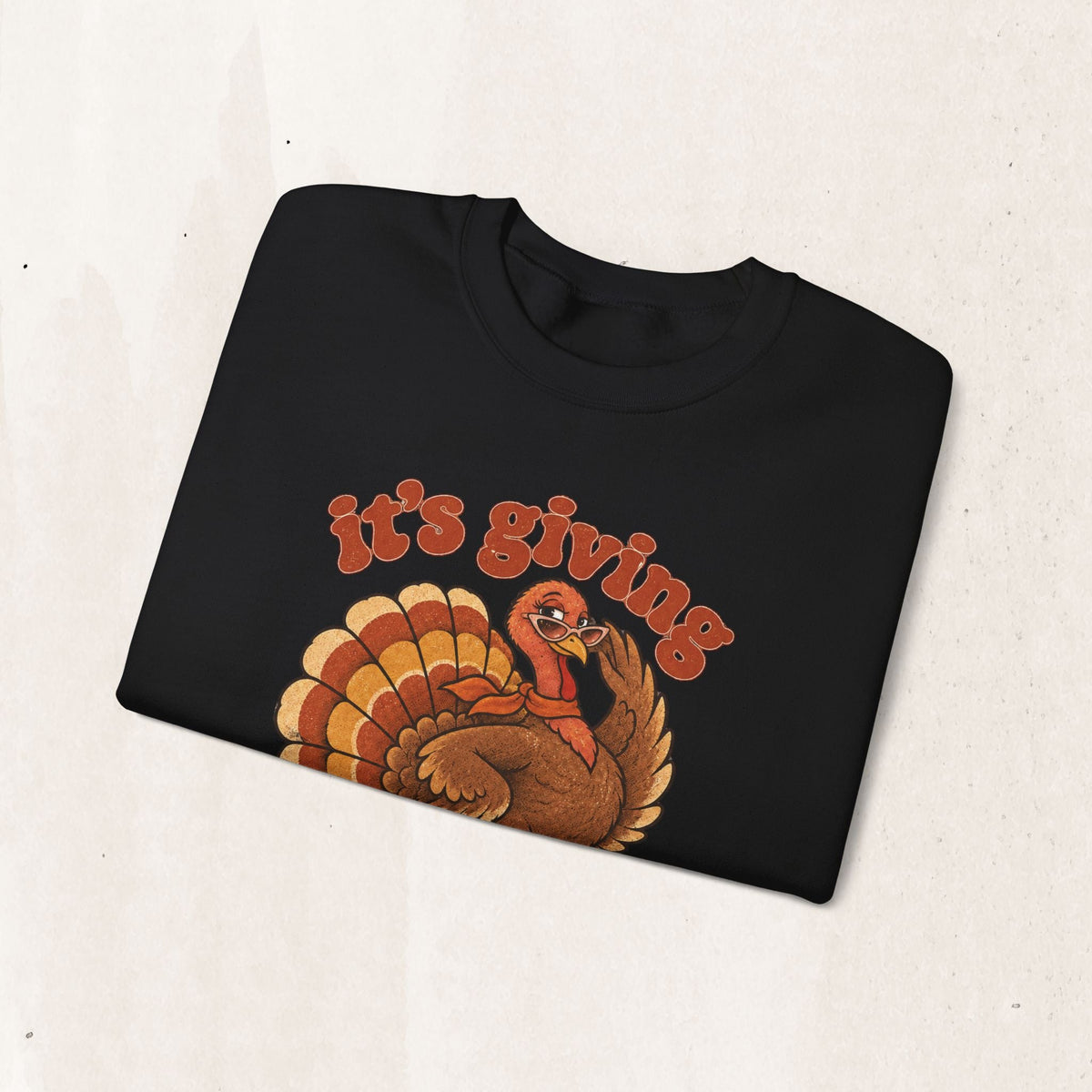 Wicked Thread Society black crewneck sweatshirt featuring a retro turkey illustration with the text it's giving.