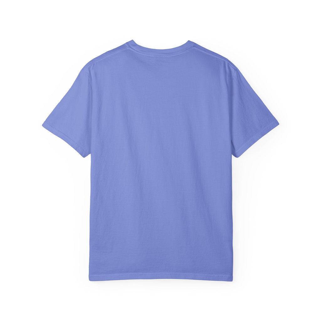 Back view of a plain periwinkle blue Wicked Thread Society crew neck t-shirt with a relaxed fit.
