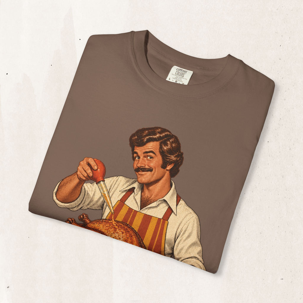 Wicked Thread Society brown heavyweight cotton tee featuring a retro cook illustration with a turkey baster