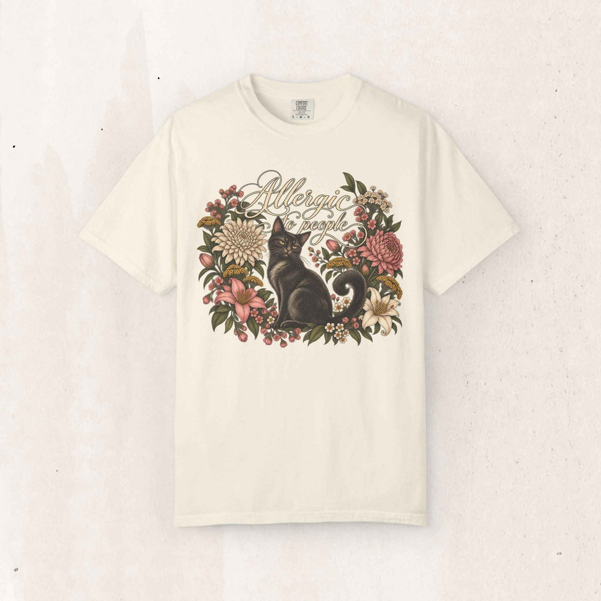 Allergic to Mornings Cat Tee – Ivory
