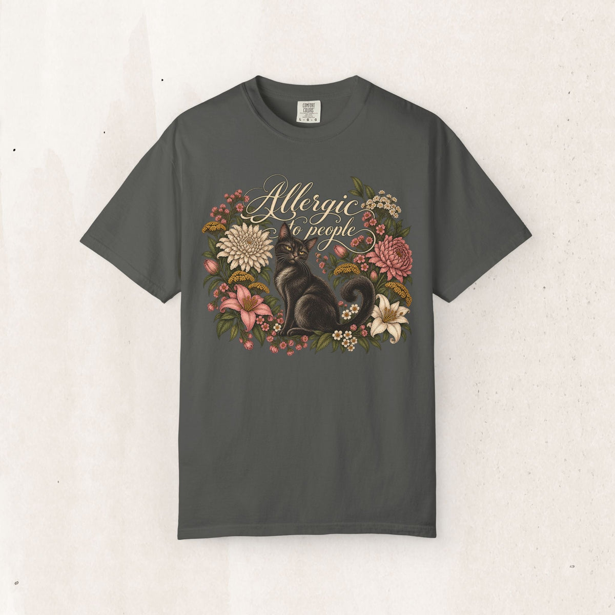 Allergic to Mornings Cat Tee – Pepper