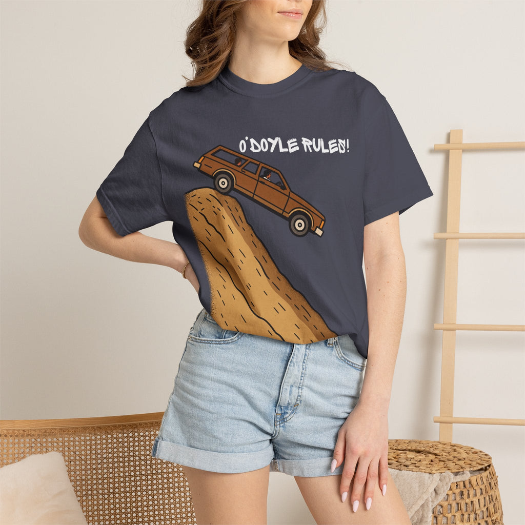 Wicked Thread Society relaxed-fit charcoal grey cotton tee featuring a vintage wood-paneled wagon graphic.