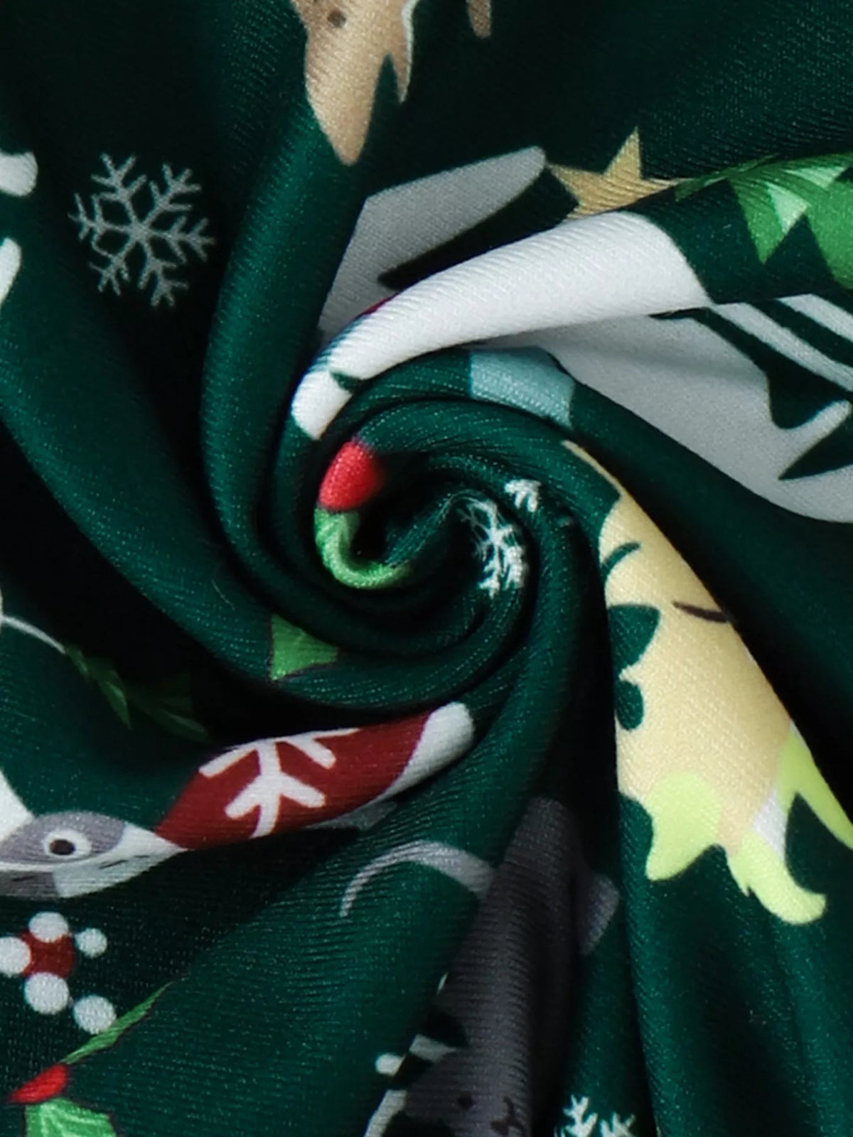 Kids Christmas Pajama Set in Green, alternate view