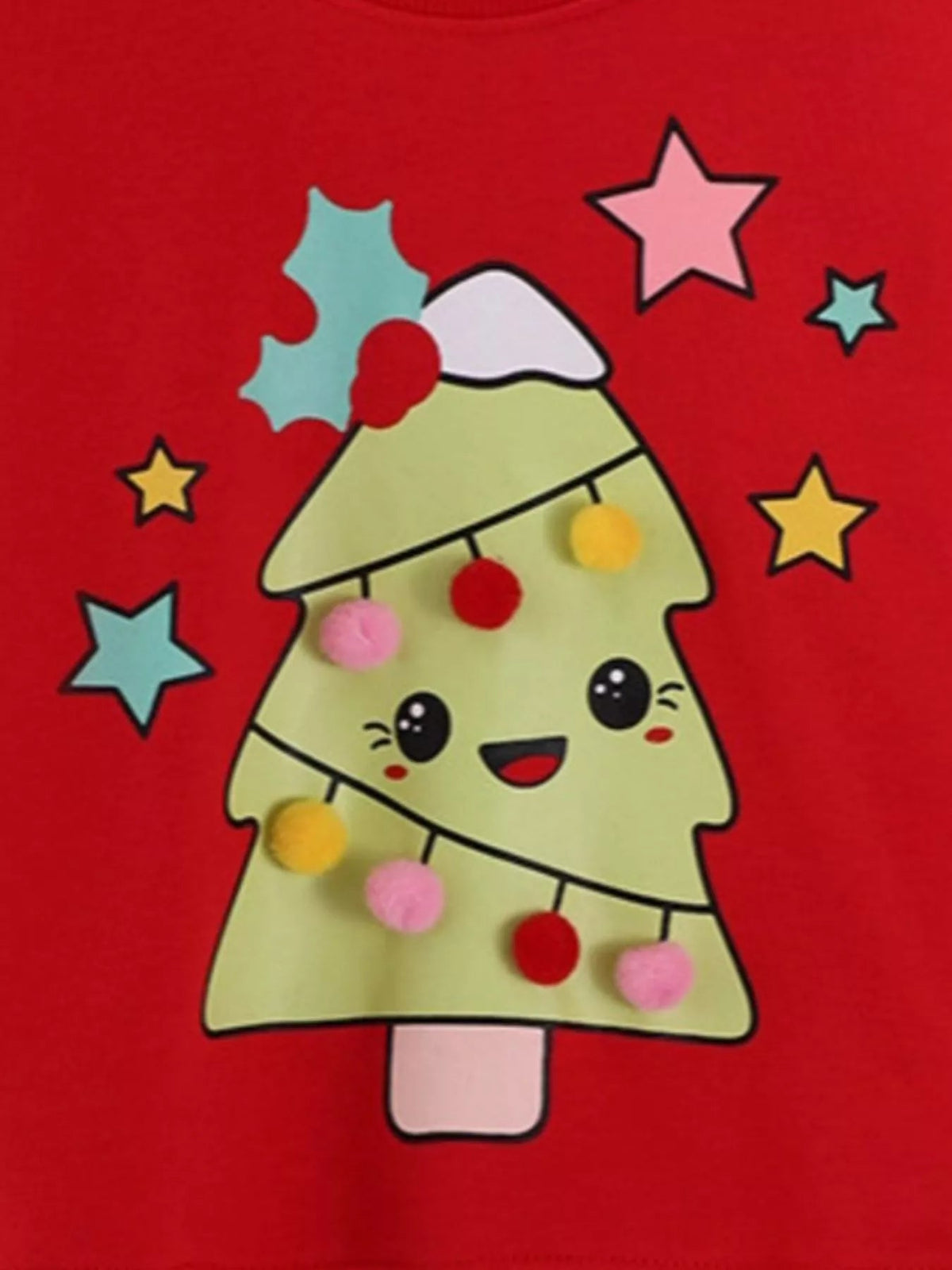Kids Christmas Tree Sweatshirt in Red, alternate view