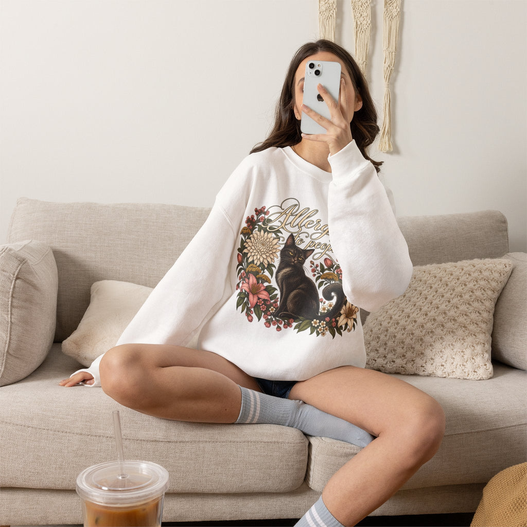 Allergic to People Cat Sweatshirt Printify