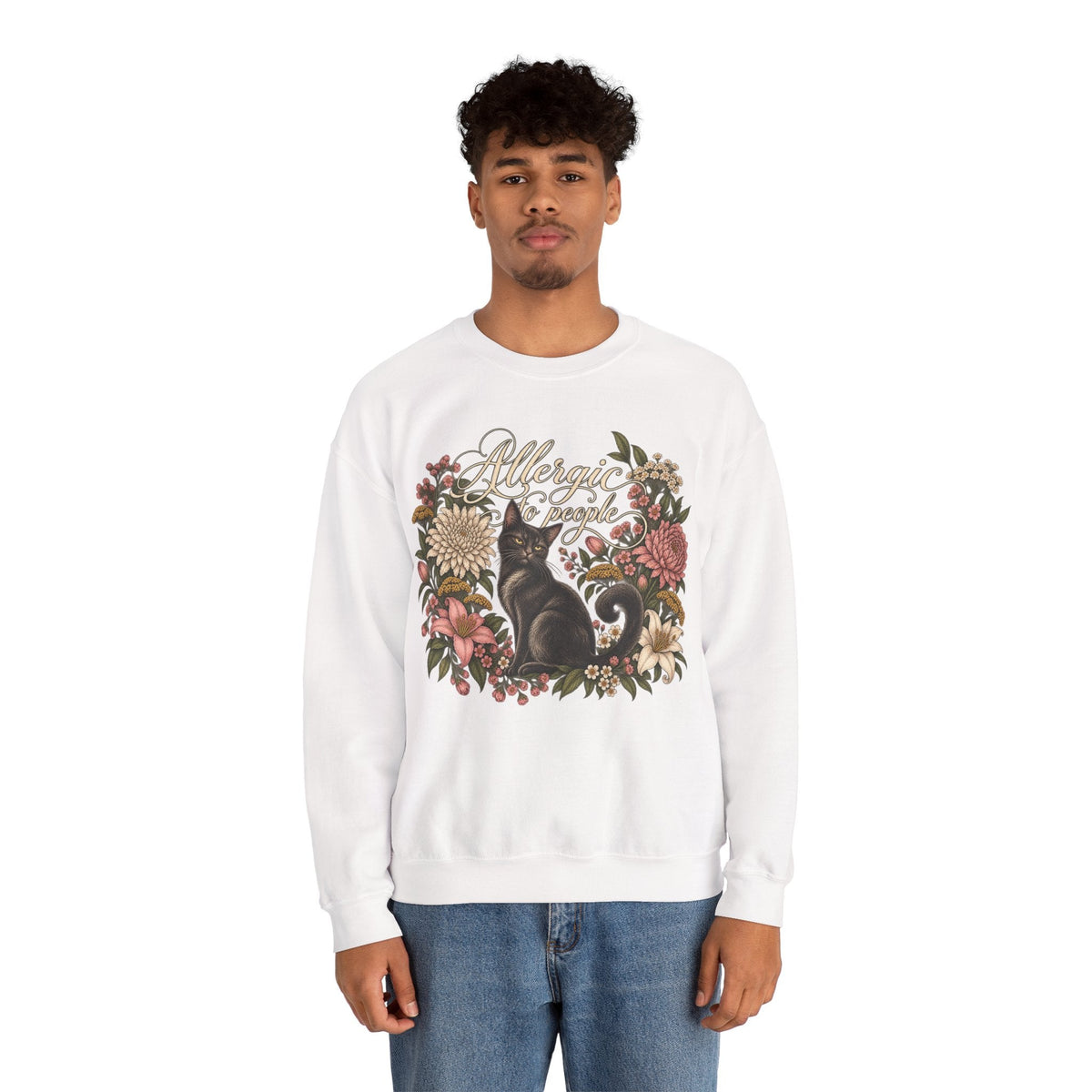 Allergic to People Cat Sweatshirt Printify