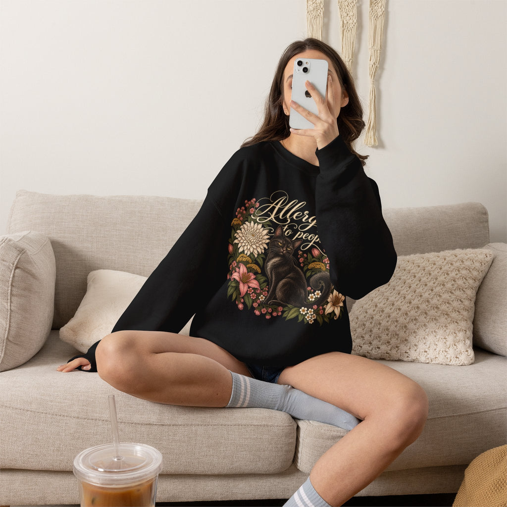Allergic to People Cat Sweatshirt Printify