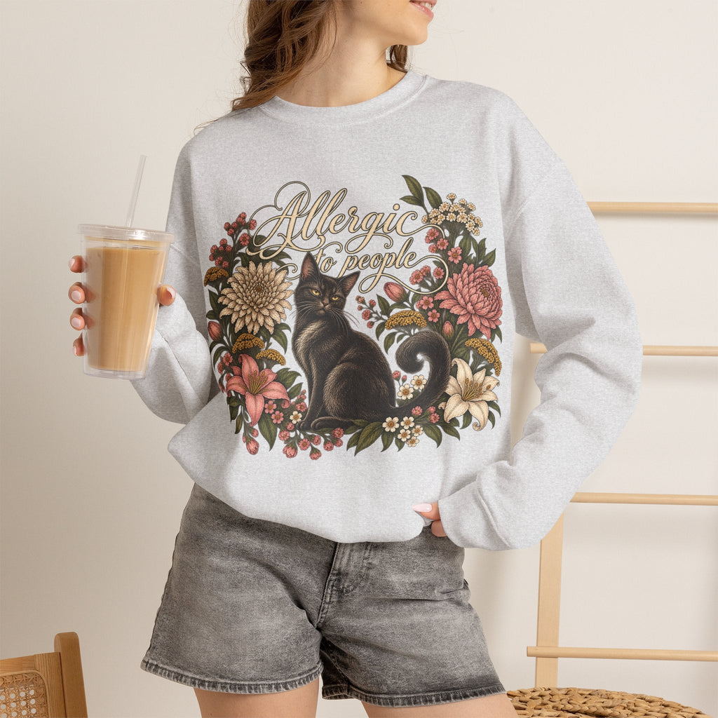 Allergic to People Cat Sweatshirt Printify