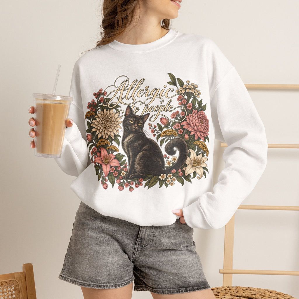 Allergic to People Cat Sweatshirt Printify