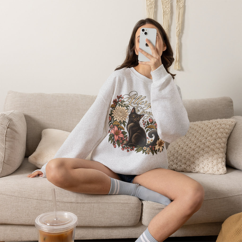 Allergic to People Cat Sweatshirt Printify