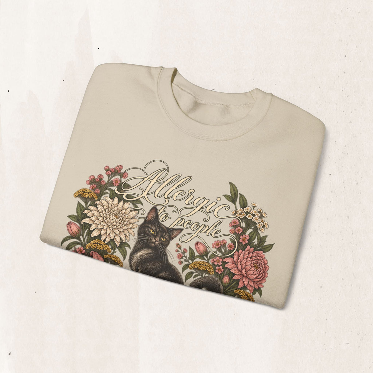 Allergic to People Cat Sweatshirt Printify