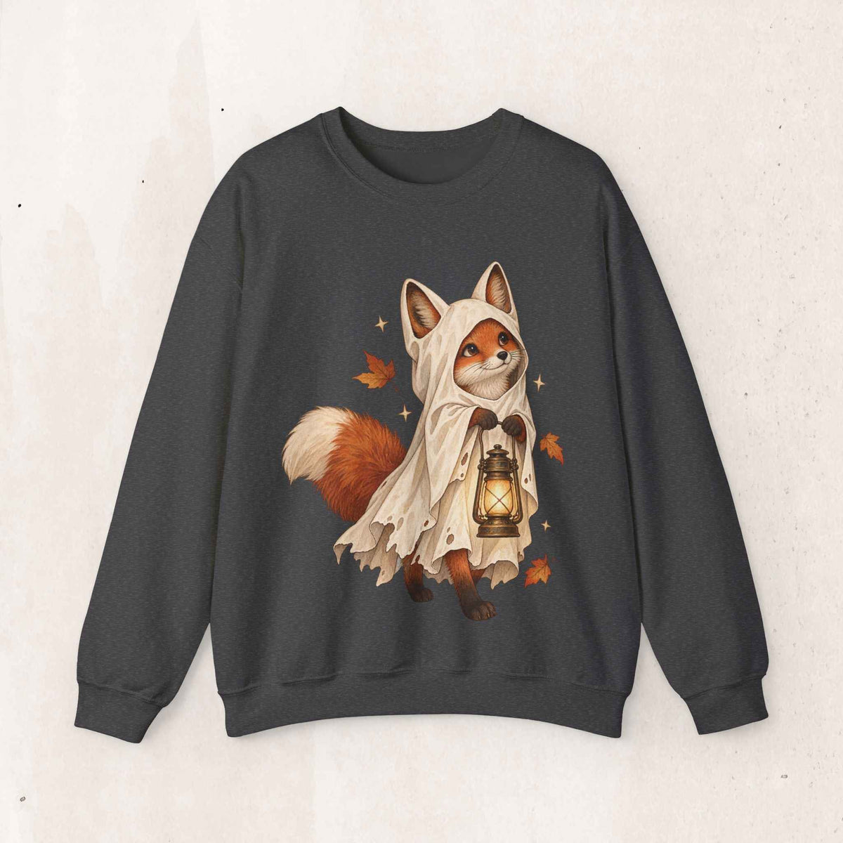 Autumn Lantern Fox Crewneck Sweatshirt – Dark Heather