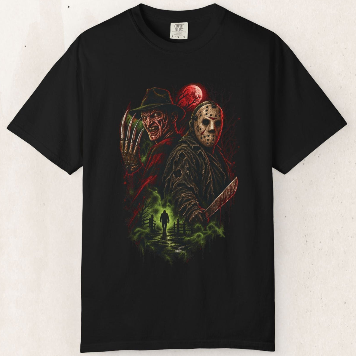 Freddy & Jason Horror Villain Tee – Slasher Graphic Shirt – Black