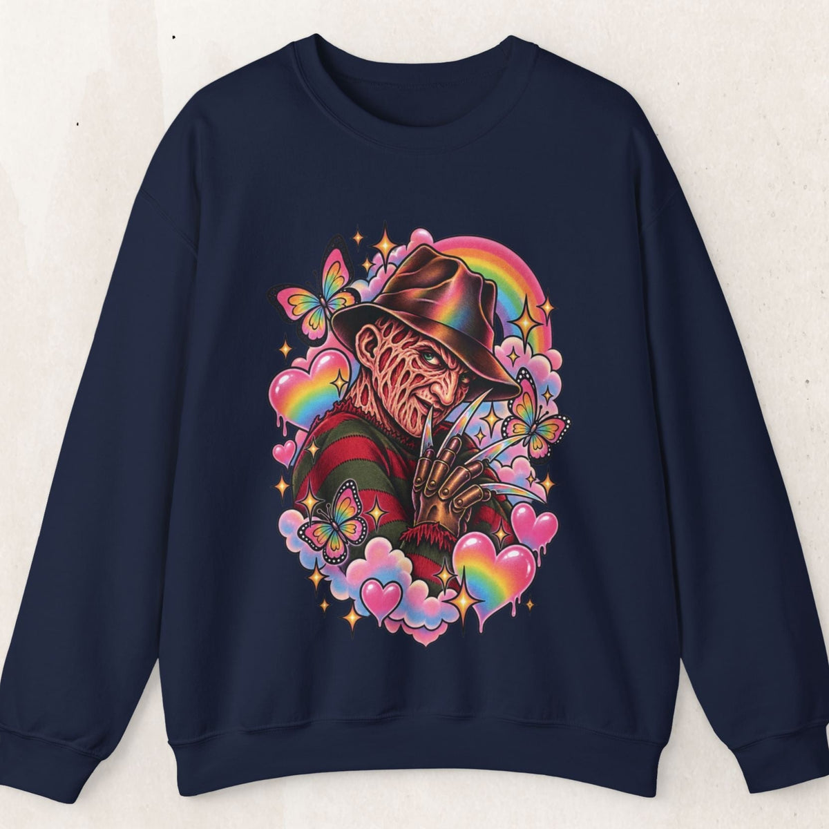 Freddy Krueger Rainbow Crewneck Sweatshirt – Navy