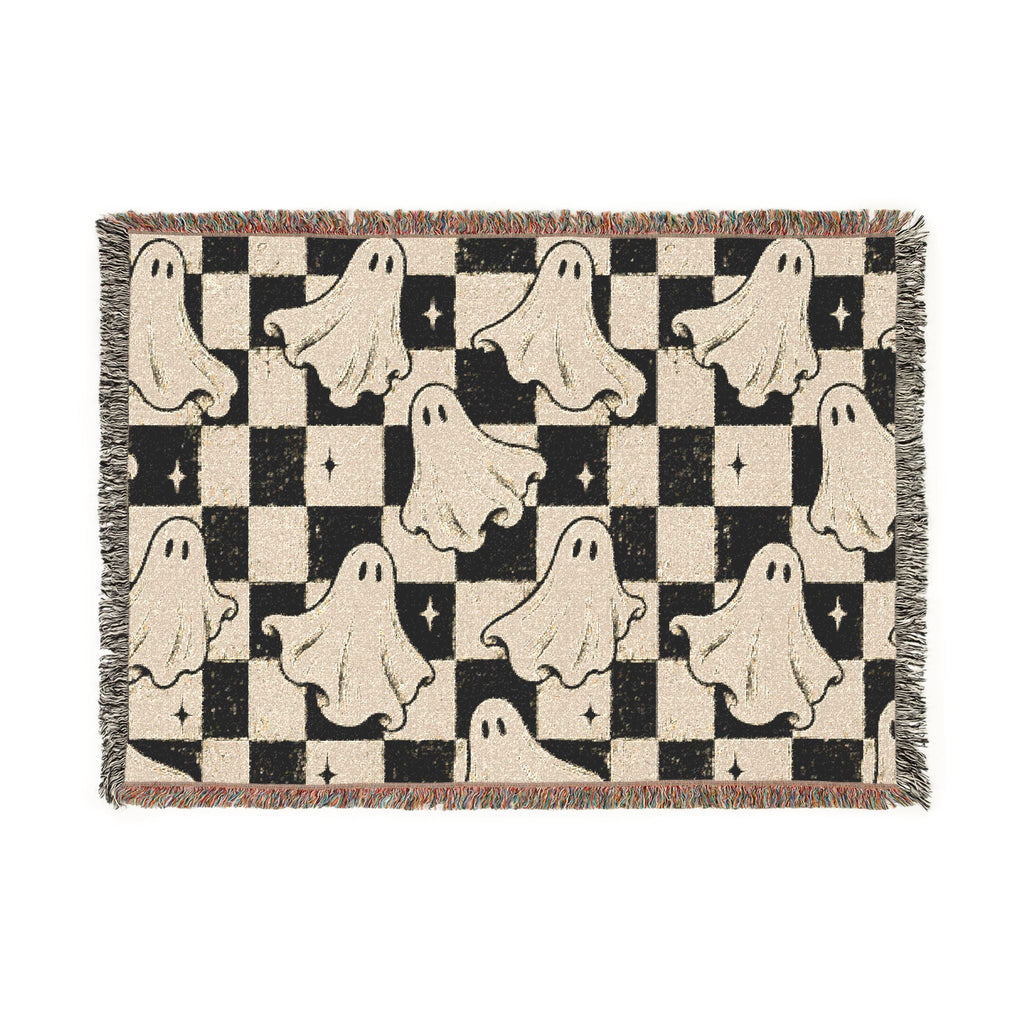 Woven Ghost Pattern Throw Blanket Printify