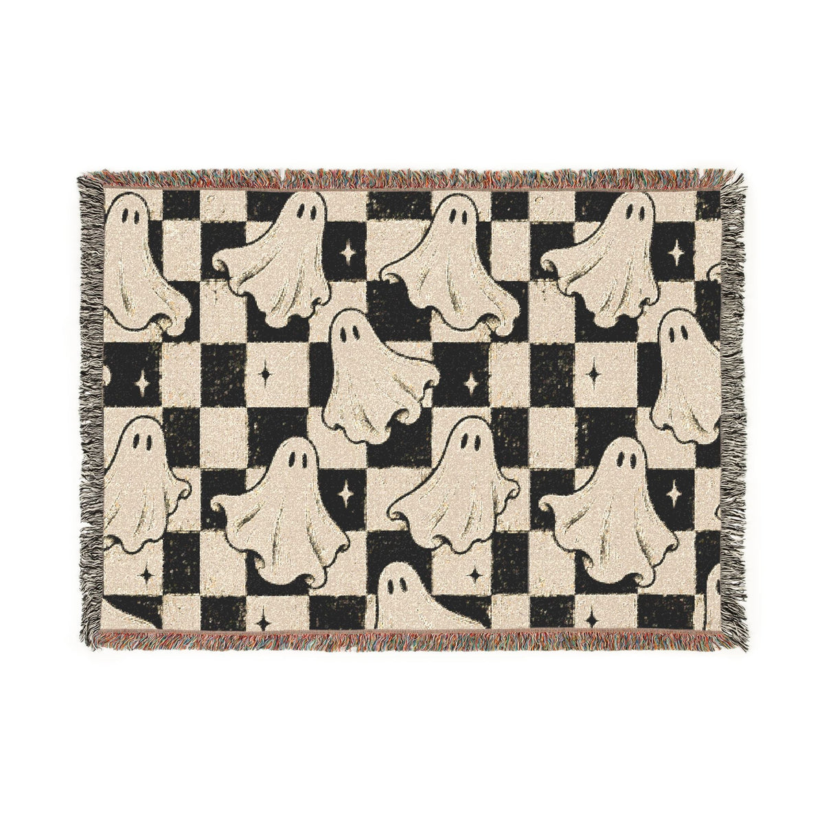 Woven Ghost Pattern Throw Blanket Printify