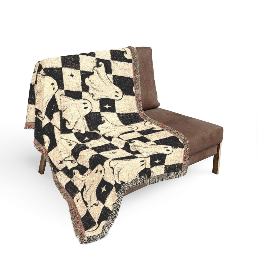 Woven Ghost Pattern Throw Blanket Printify