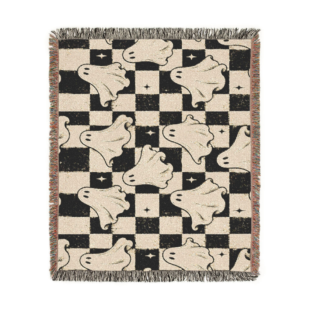 Woven Ghost Pattern Throw Blanket Printify