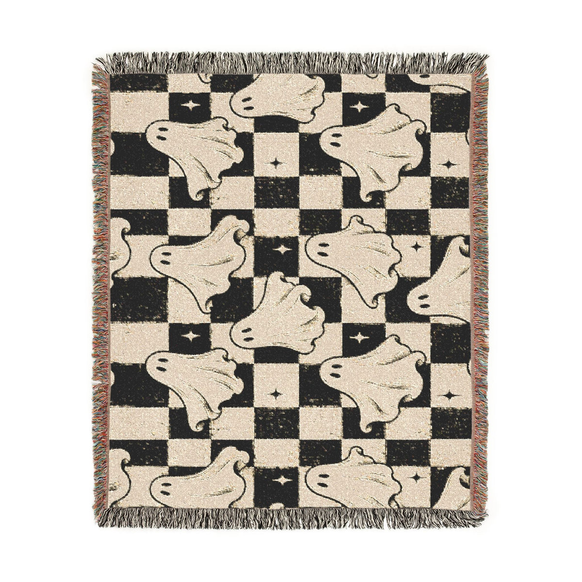 Woven Ghost Pattern Throw Blanket Printify