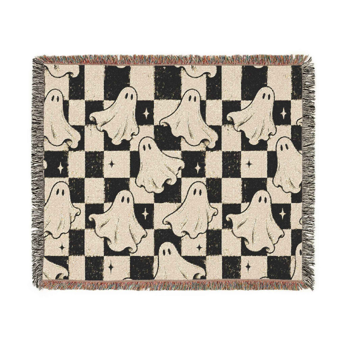 Woven Ghost Pattern Throw Blanket, alternate view