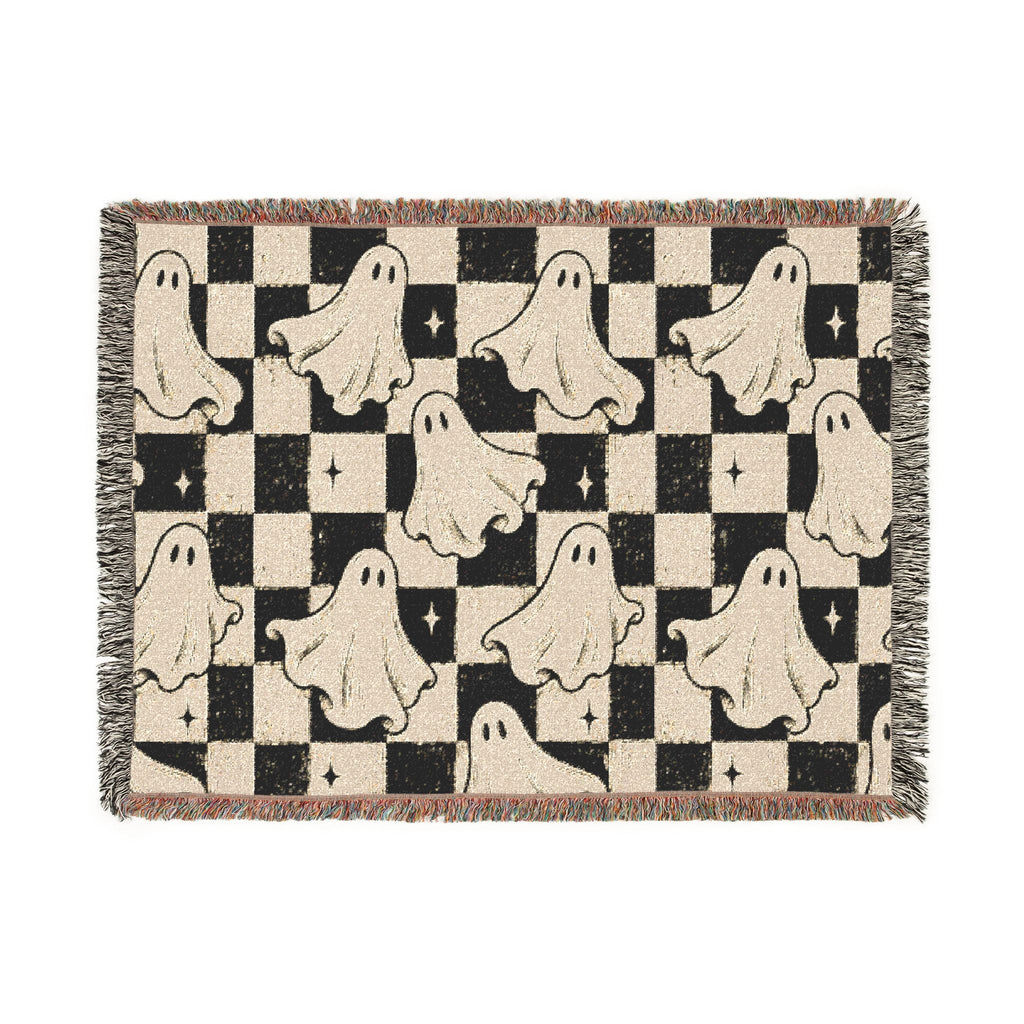 Woven Ghost Pattern Throw Blanket Printify