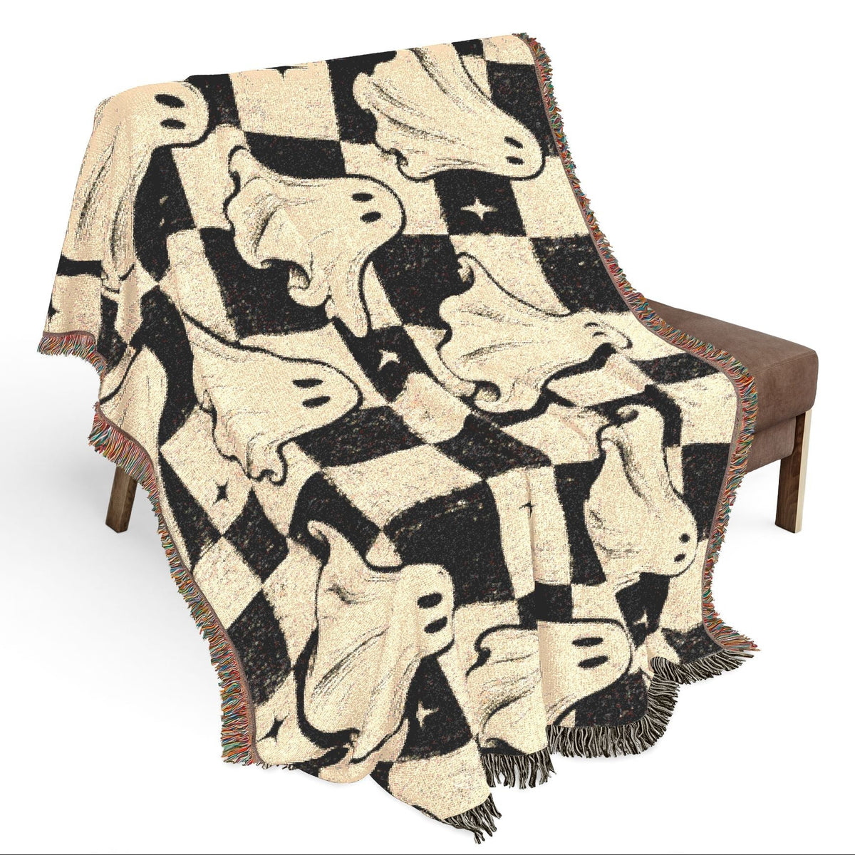 Woven Ghost Pattern Throw Blanket Printify