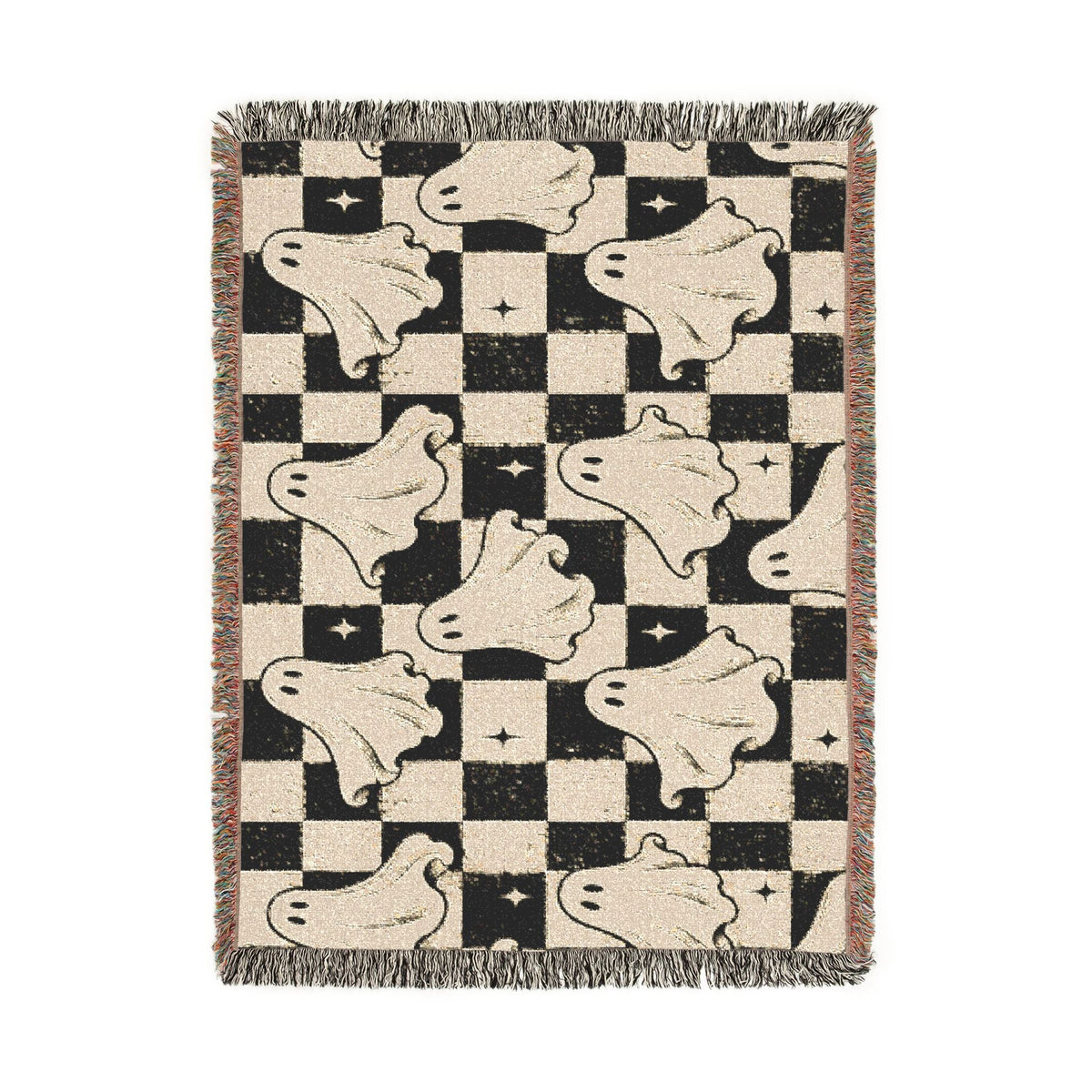 Woven Ghost Pattern Throw Blanket Printify
