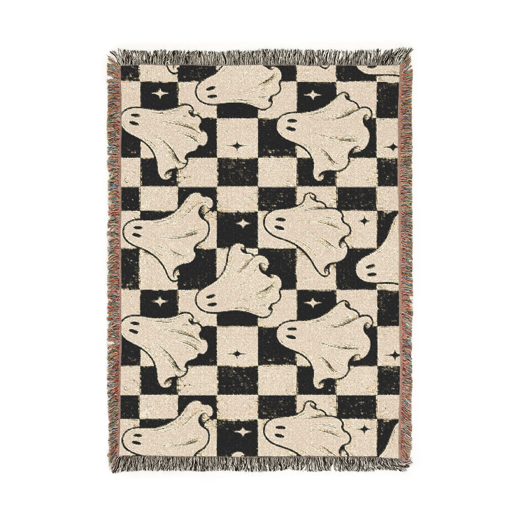 Woven Ghost Pattern Throw Blanket Printify
