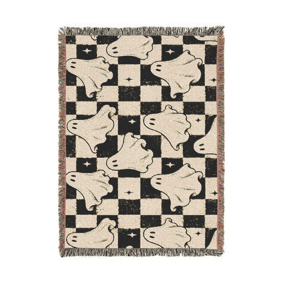 Woven Ghost Pattern Throw Blanket Printify