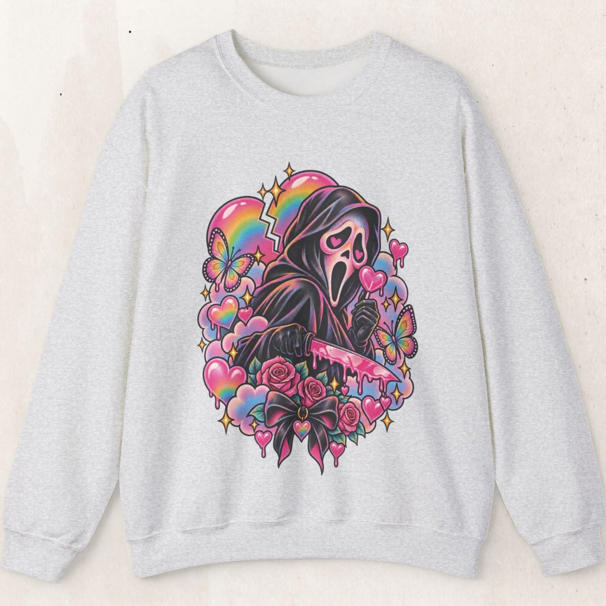 Ghostface Rainbow Crewneck Sweatshirt – Ash