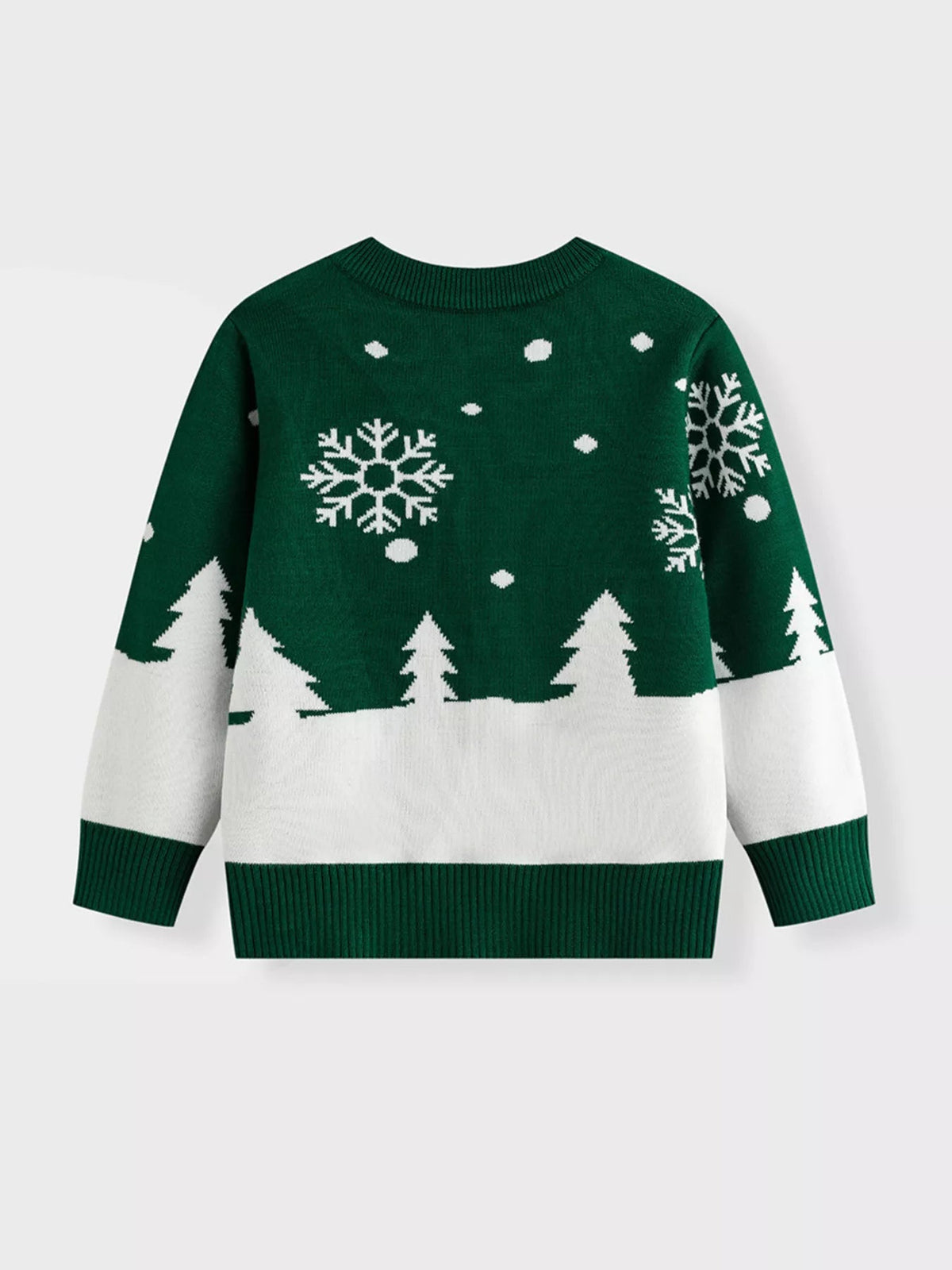 Kids Christmas Tree Sweater in Dark Green, alternate view