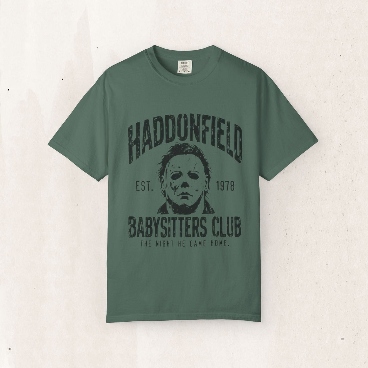 Haddonfield Babysitters Club Horror Tee – Blue Spruce