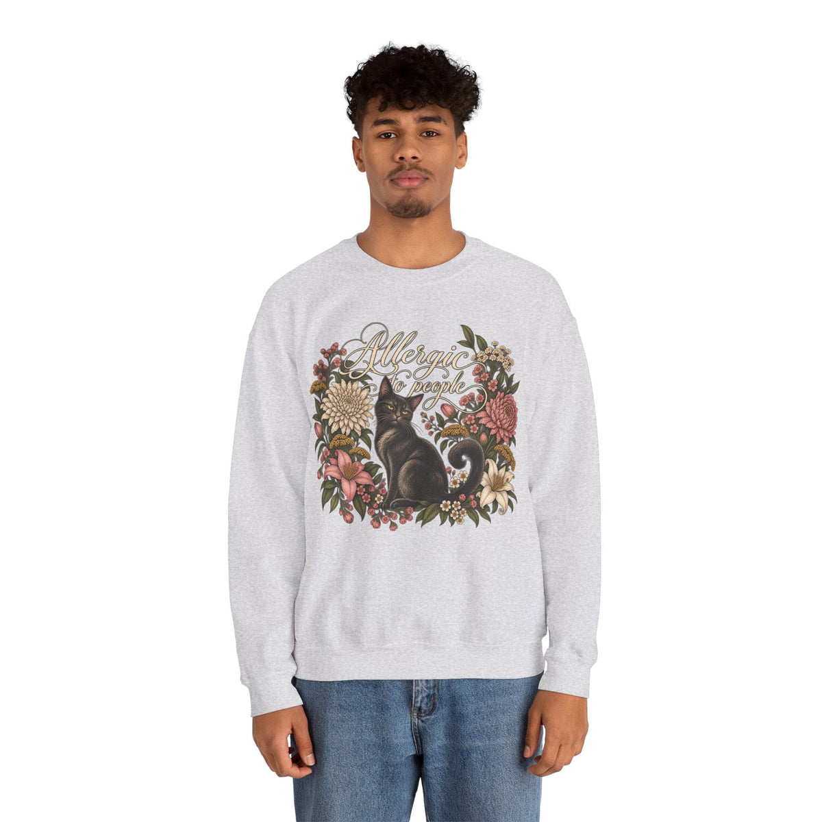 Allergic to People Cat Sweatshirt Printify