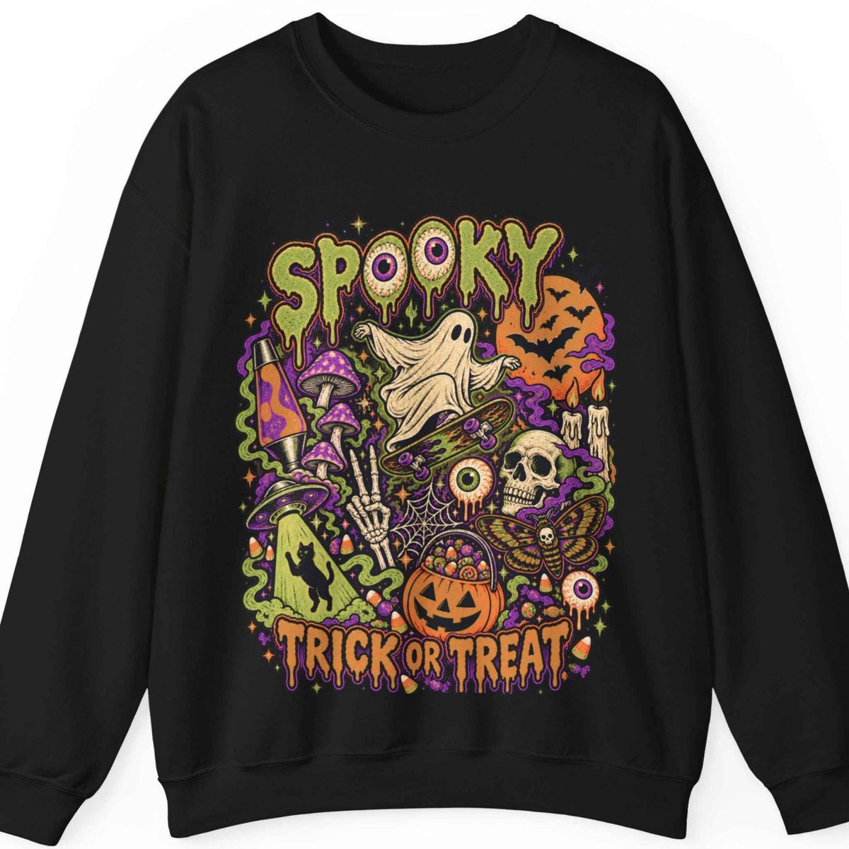 Halloween Spooky Trick or Treat Sweatshirt – Black