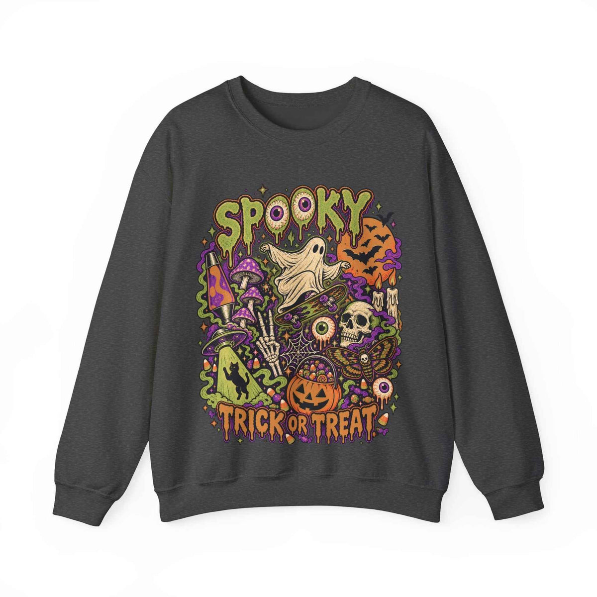 Halloween Spooky Trick or Treat Sweatshirt – Dark Heather