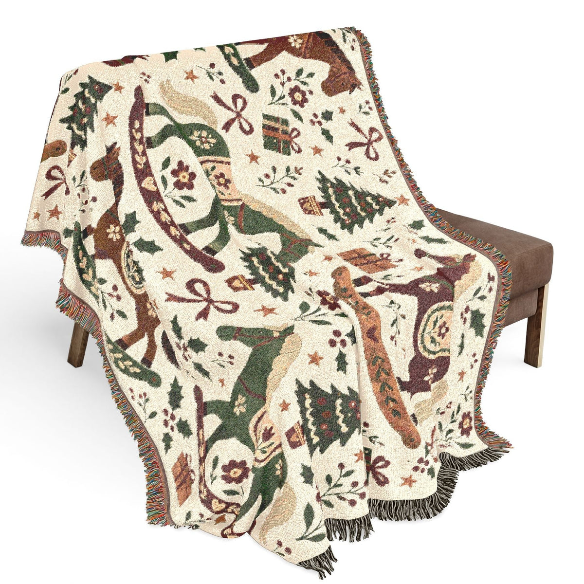Woven Rocking Horse Holiday Throw Blanket Printify