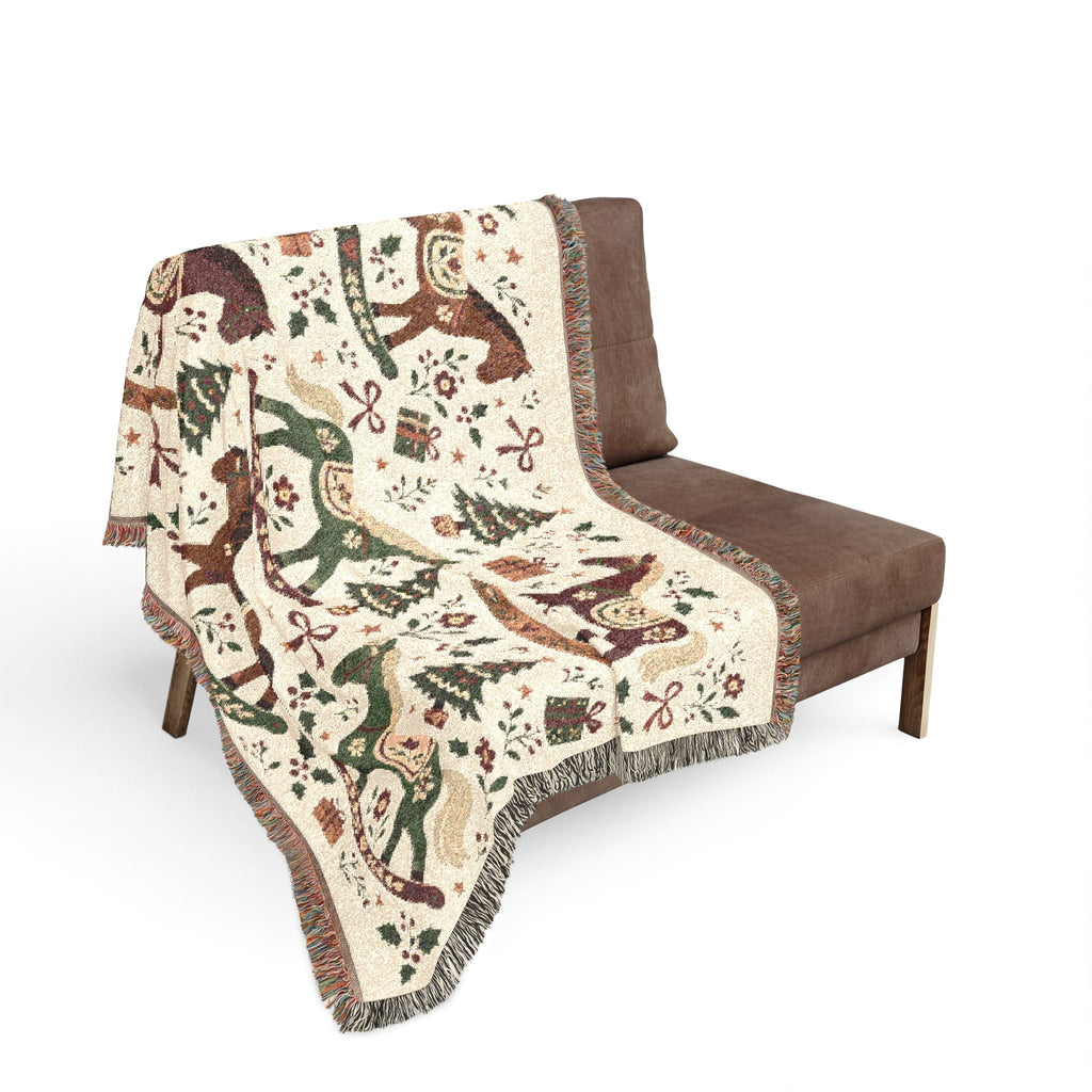 Woven Rocking Horse Holiday Throw Blanket Printify